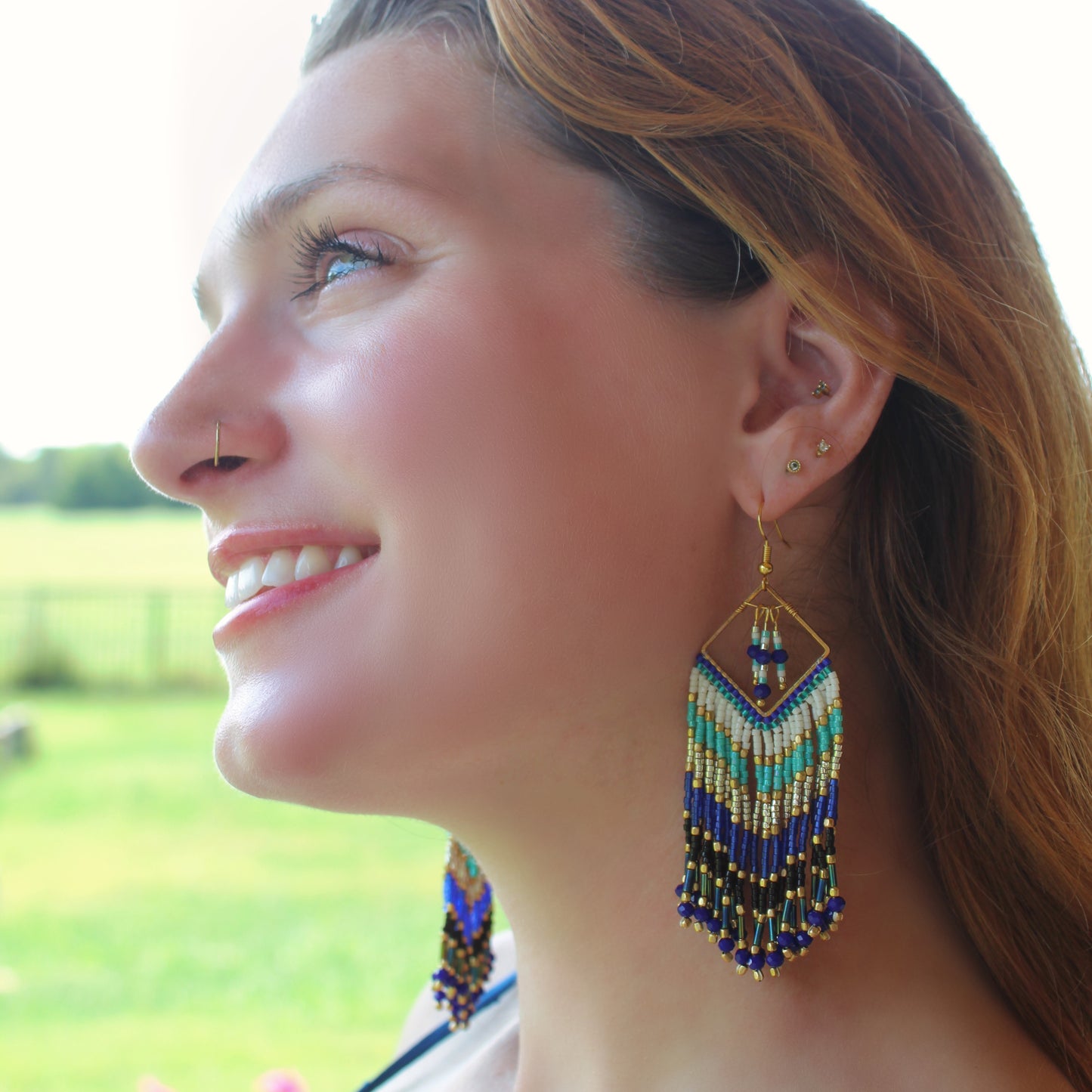 Kanta Bold Earrings - Blue