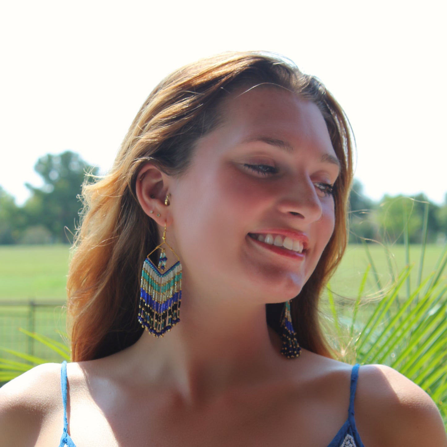 Kanta Bold Earrings - Blue