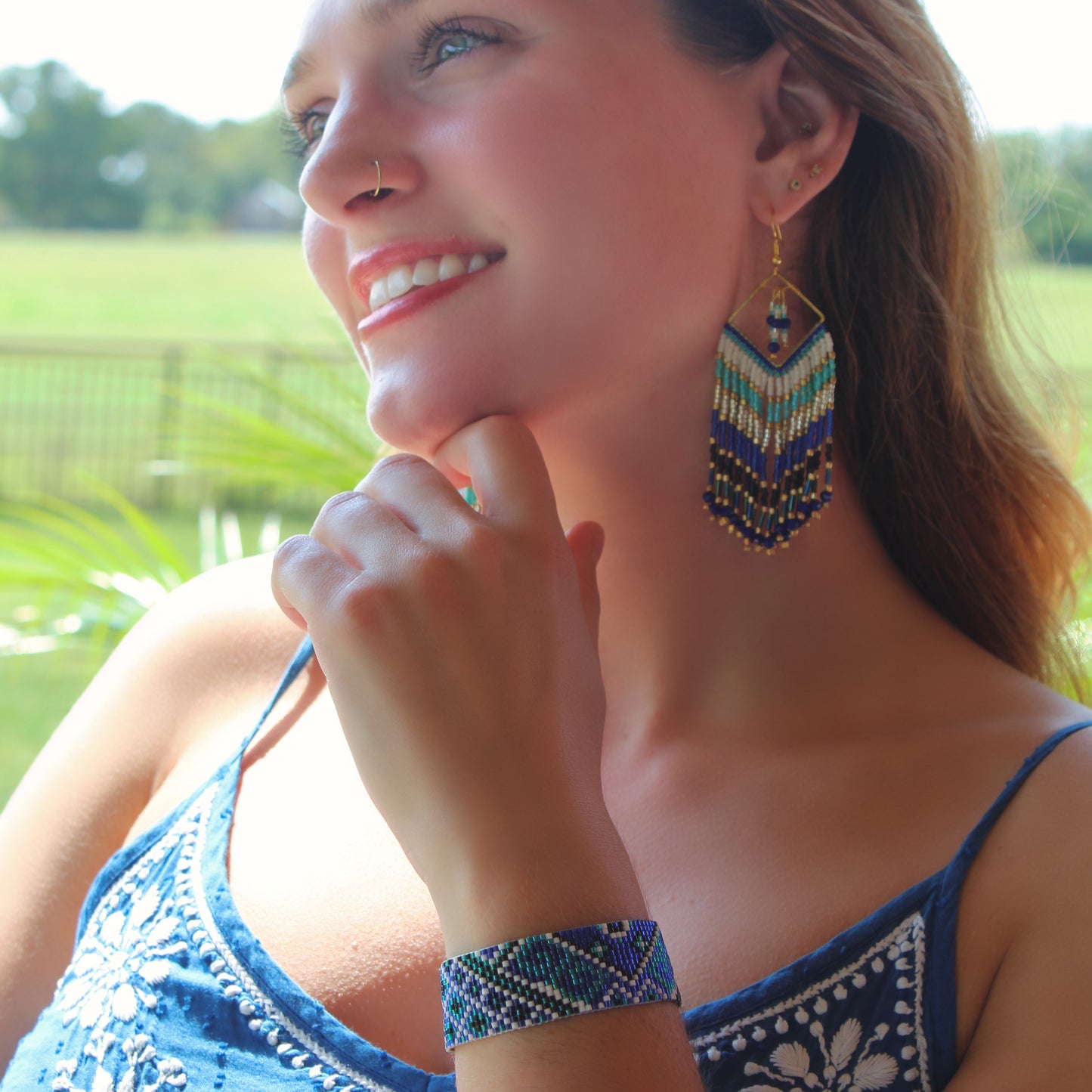 Kanta Bold Earrings - Blue