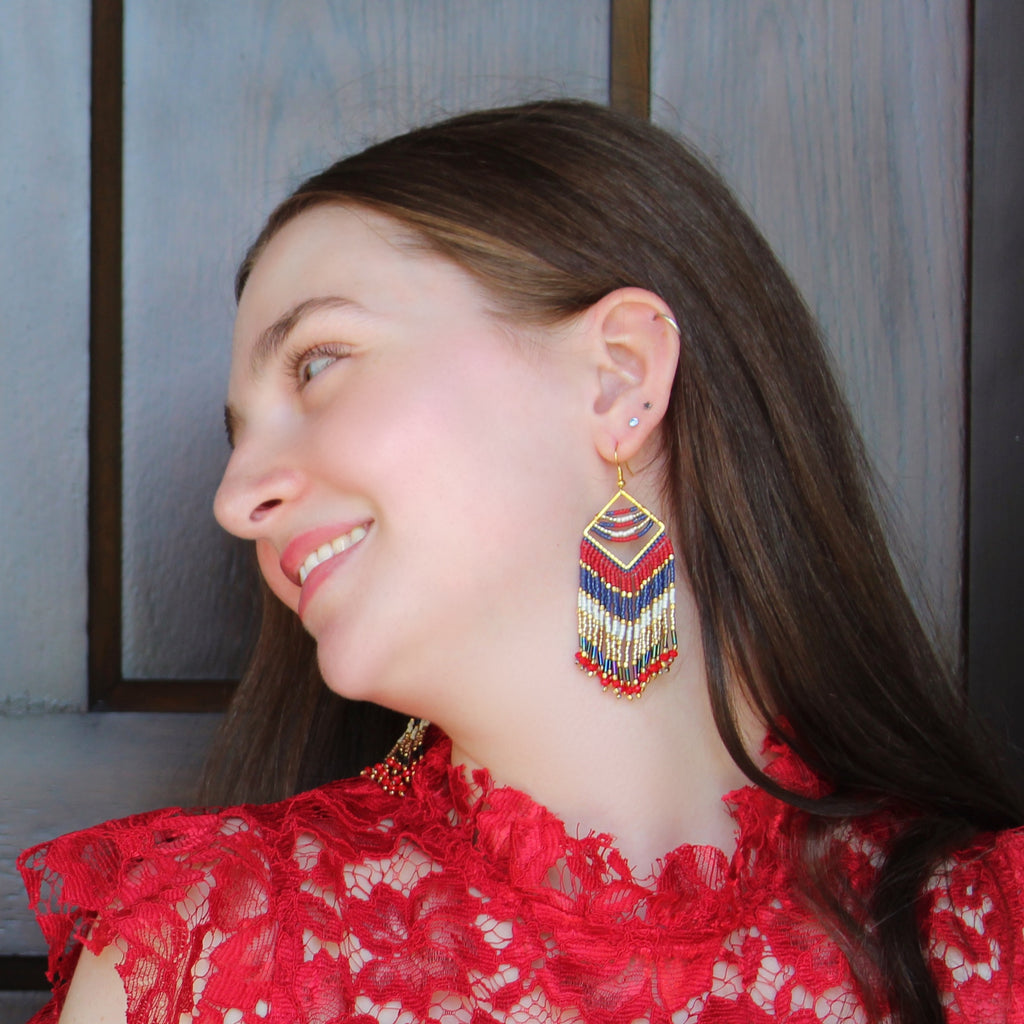 Kanta Bold Earrings - Red