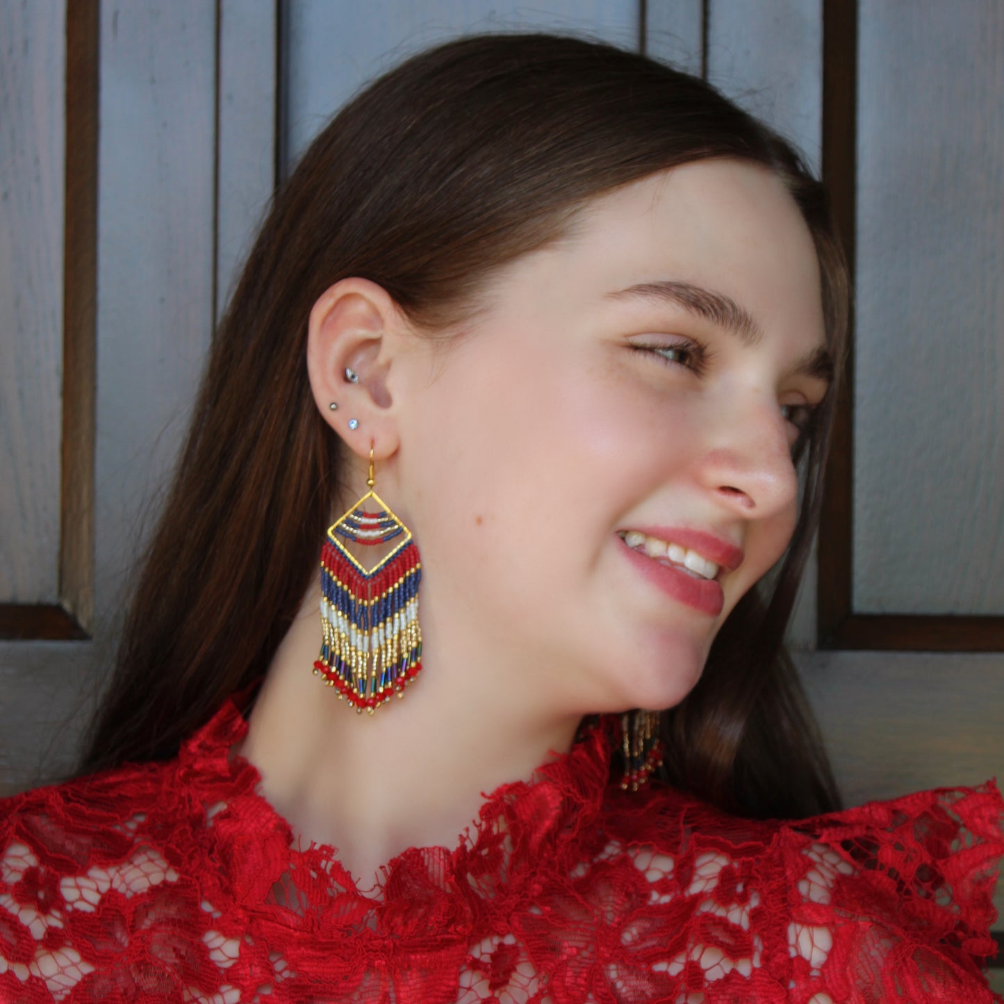 Kanta Bold Earrings - Red