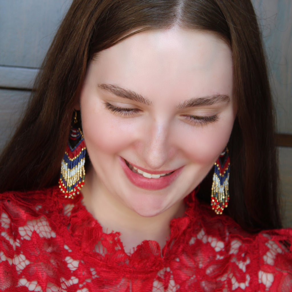 Kanta Bold Earrings - Red