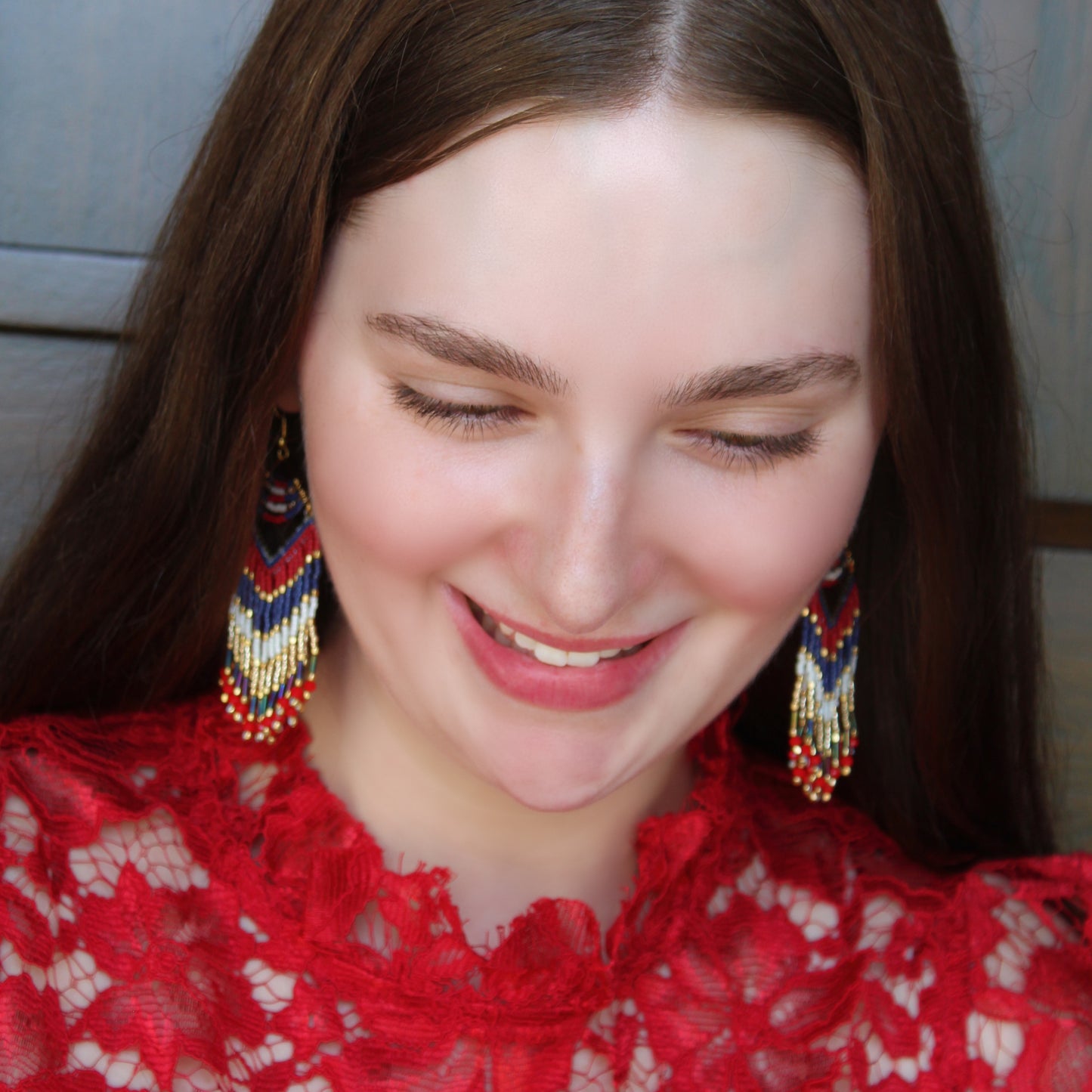 Kanta Bold Earrings - Red