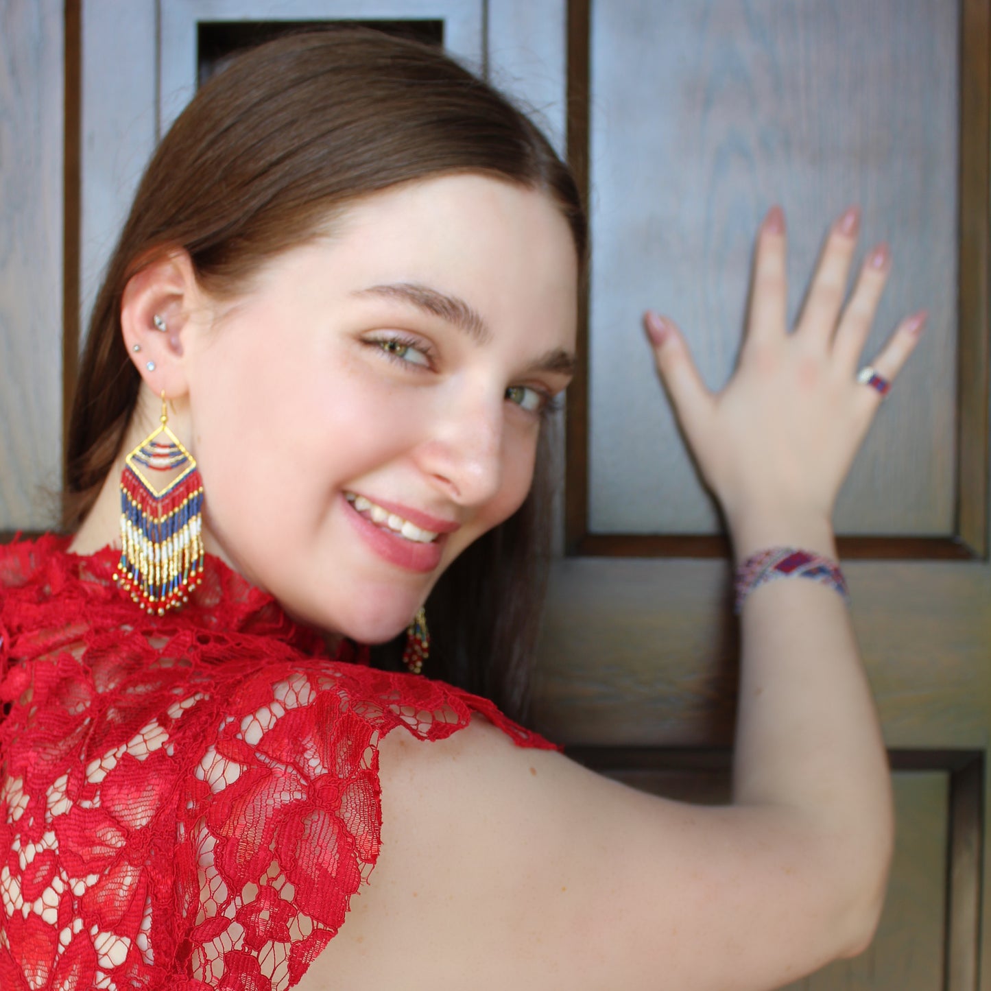 Kanta Bold Earrings - Red