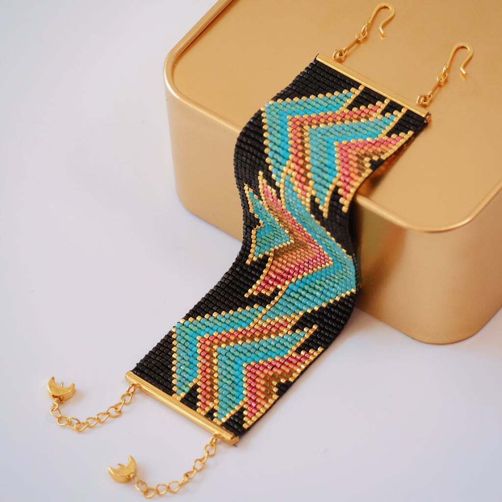 Lamiya Bold Bracelet - Pink & Turquoise