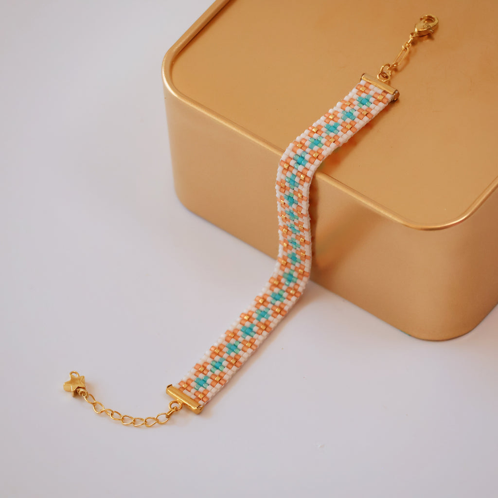 Madeleine Minimalist Bracelet - Pink & Turquoise