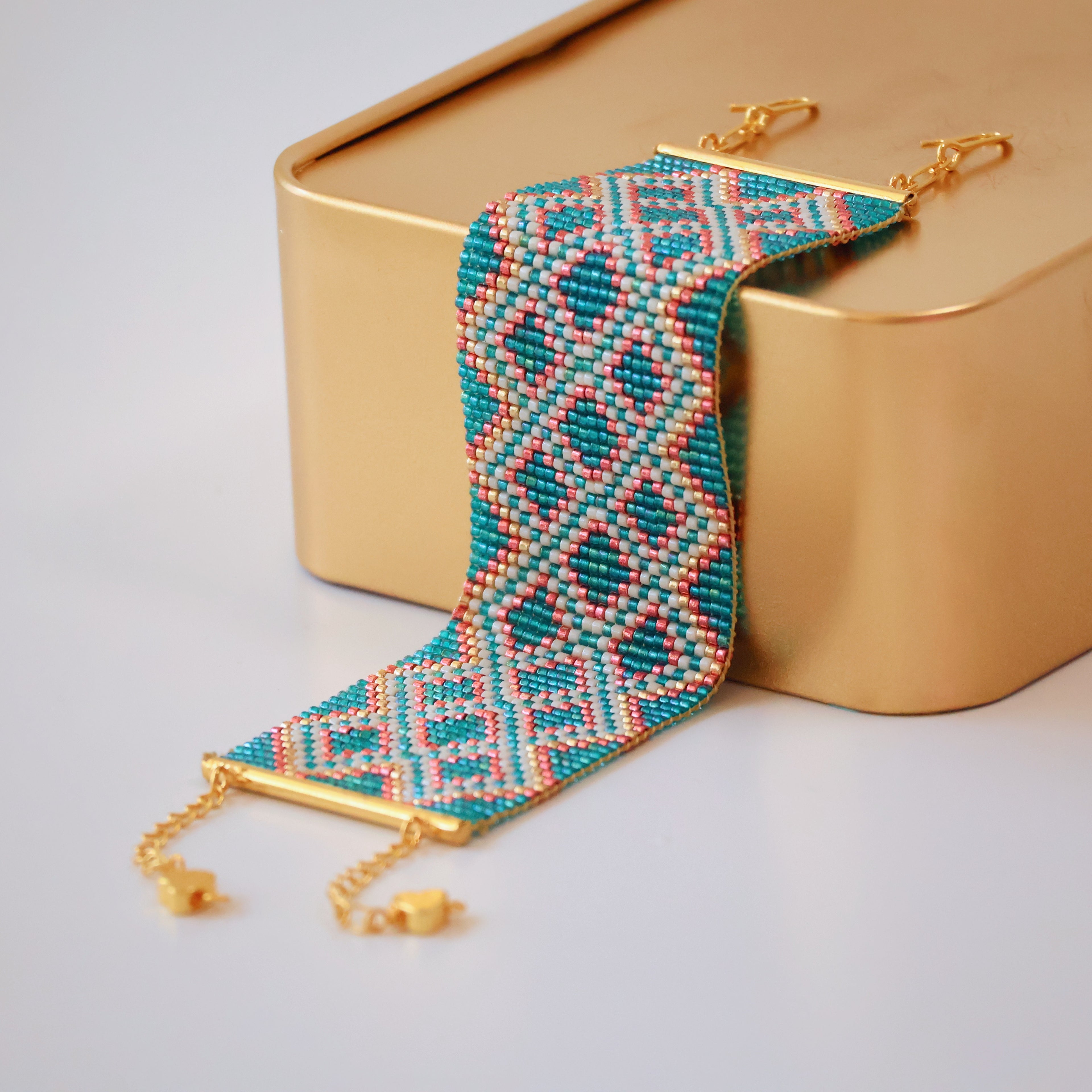 Peyton Bold Bracelet - Pink & Turquoise