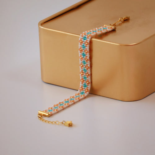 Madeleine Minimalist Bracelet - Pink & Turquoise