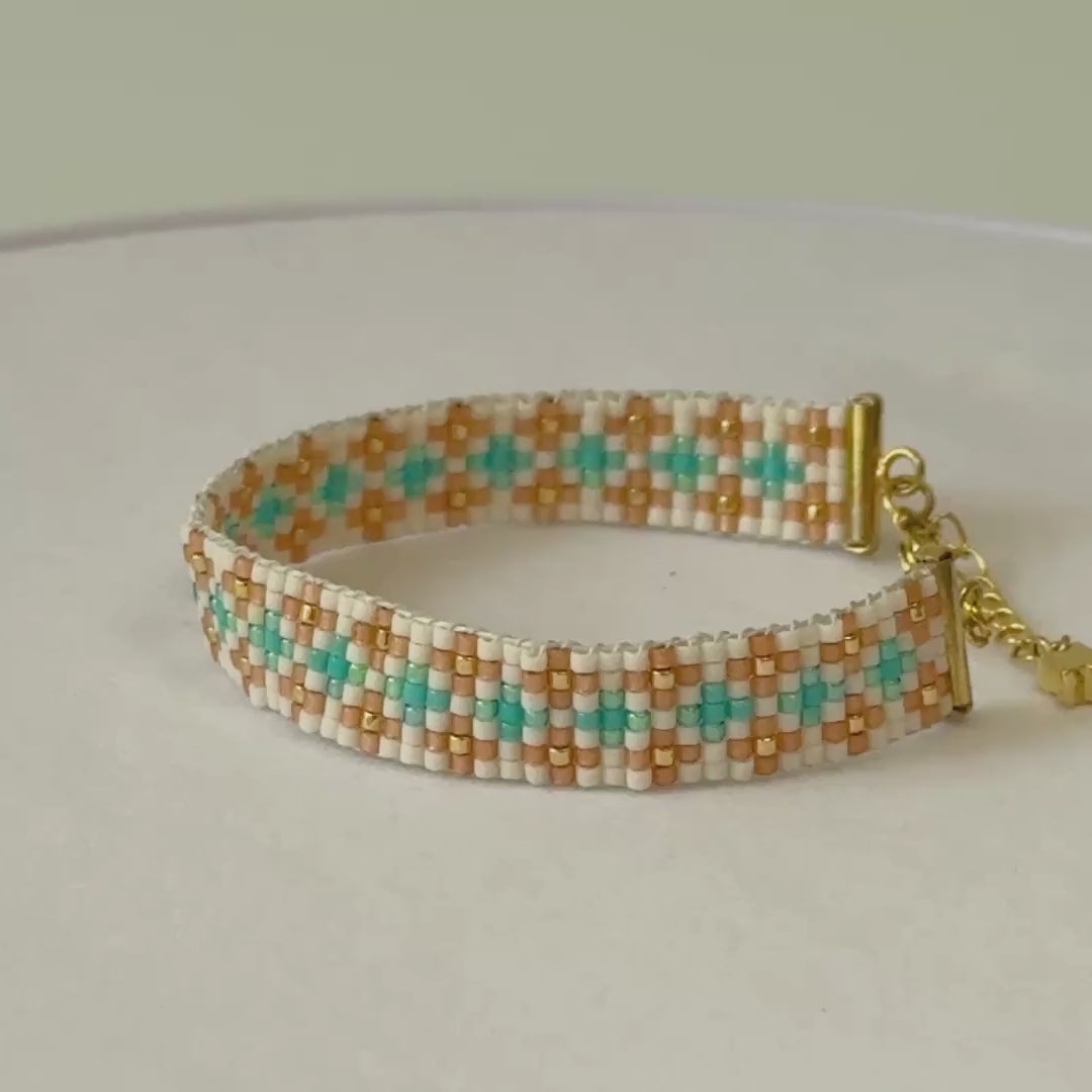 Madeleine Minimalist Bracelet - Pink & Turquoise