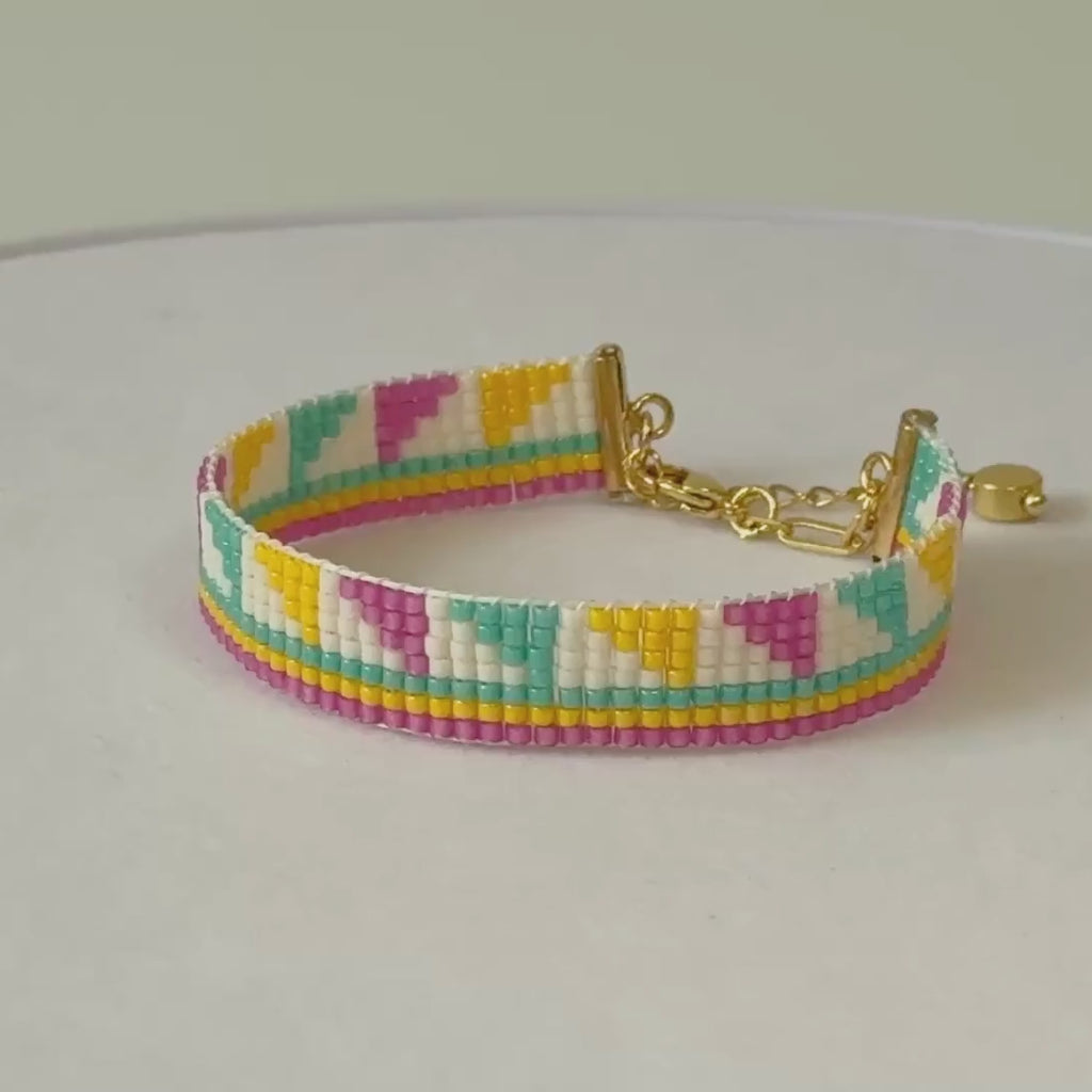 Michaela Minimalist Bracelet - Pink & Turquoise