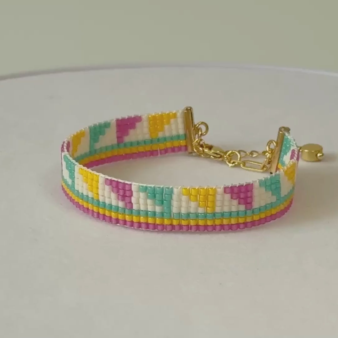 Michaela Minimalist Bracelet - Pink & Turquoise