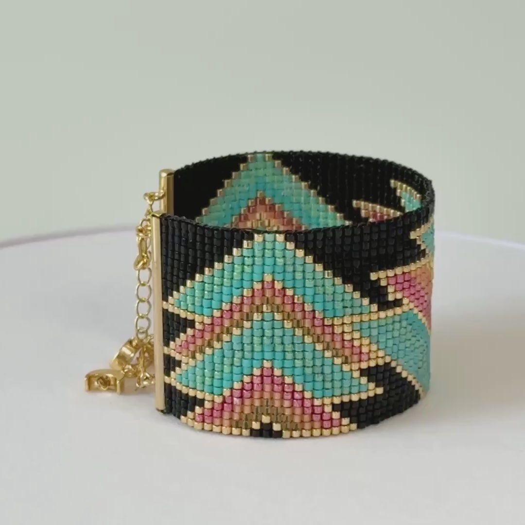 Lamiya Bold Bracelet - Pink & Turquoise