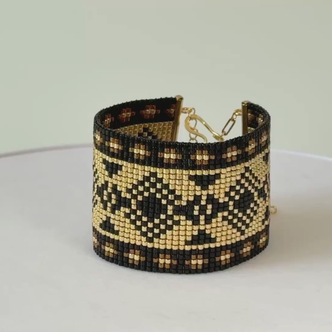 Madhavi Bold Bracelet - Gold & Black
