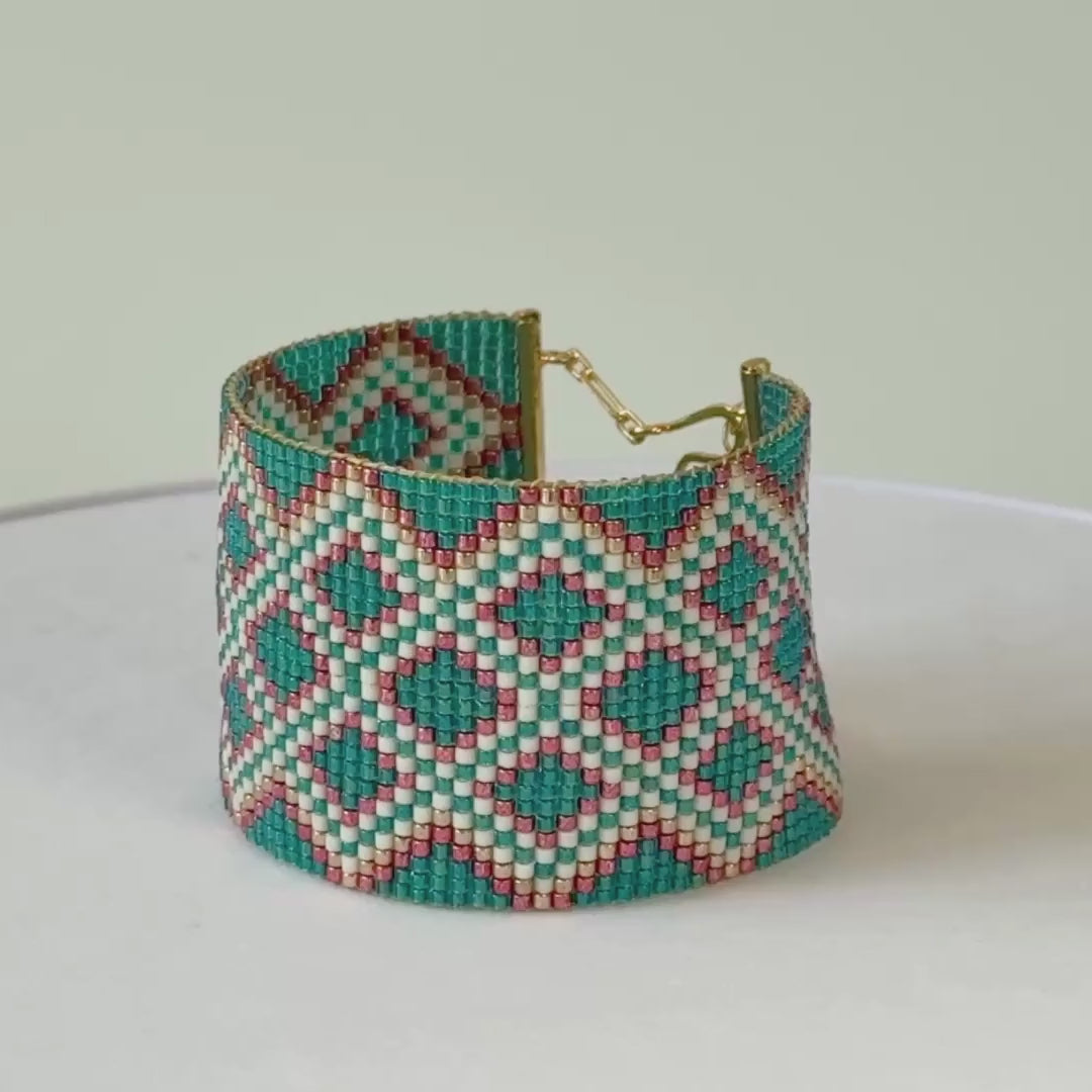 Peyton Bold Bracelet - Pink & Turquoise